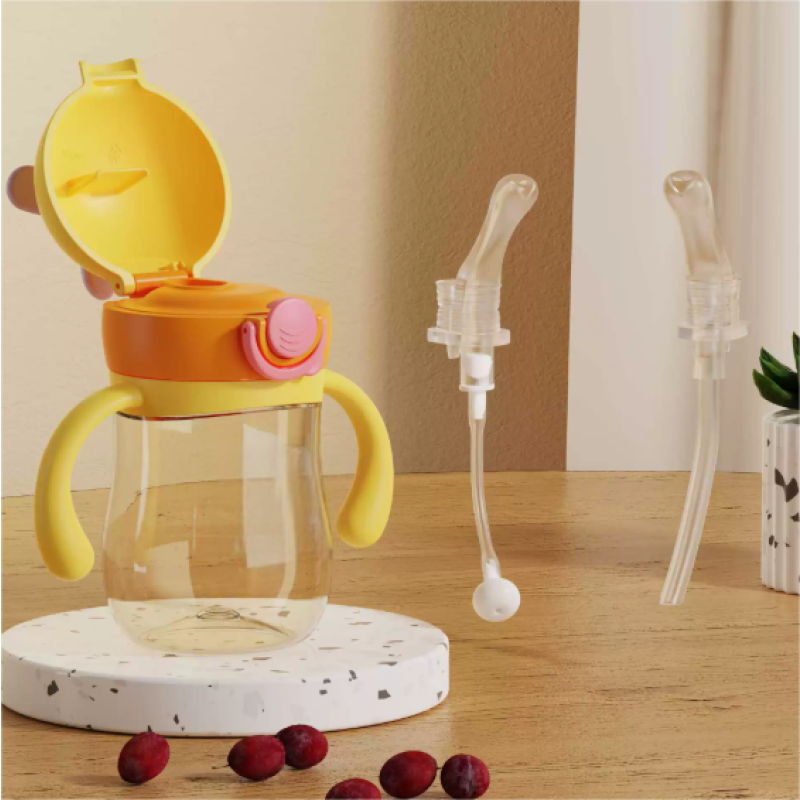 PPSU Straw Cup Supplier - OEM Cartoon Print Windmill Flip Lid with Strap