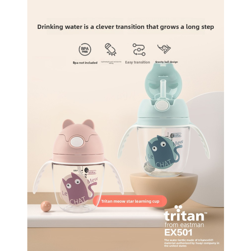 Tritan Straw Cup Supplier - OEM Cute Cartoon Rabbit Anti Fall Manual