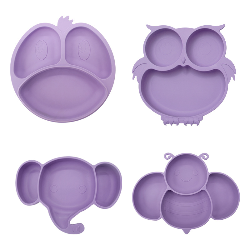 Children's Divided Plate Supplier - OEM Cartoon with Suction Base Handle BPA Free