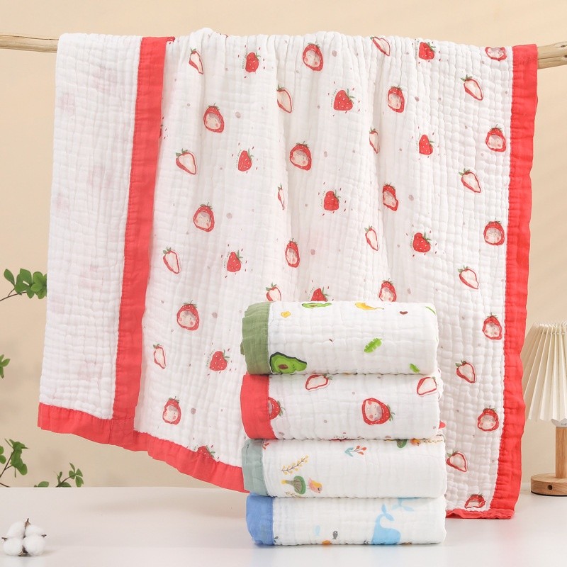 Baby Gauze Bath Towel Supplier - OEM Soft Six Layer Absorbent Printed Edge