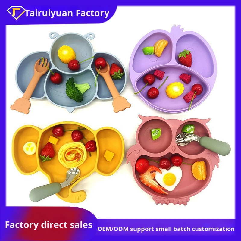 Children's Divided Plate Supplier - OEM Cartoon with Suction Base Handle BPA Free