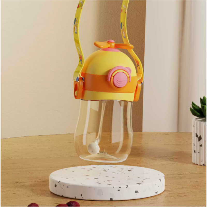 PPSU Straw Cup Supplier - OEM Cartoon Print Windmill Flip Lid with Strap