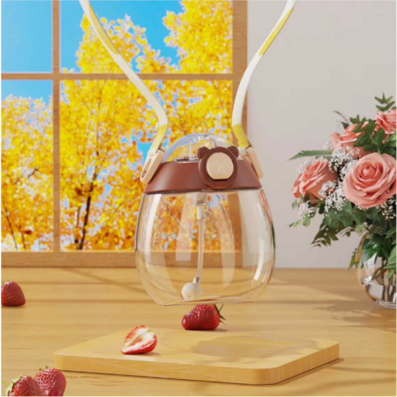 Plastic Water Bottle Manufacturer - OEM Bouncing Cup Lid Handle Strap 300ml