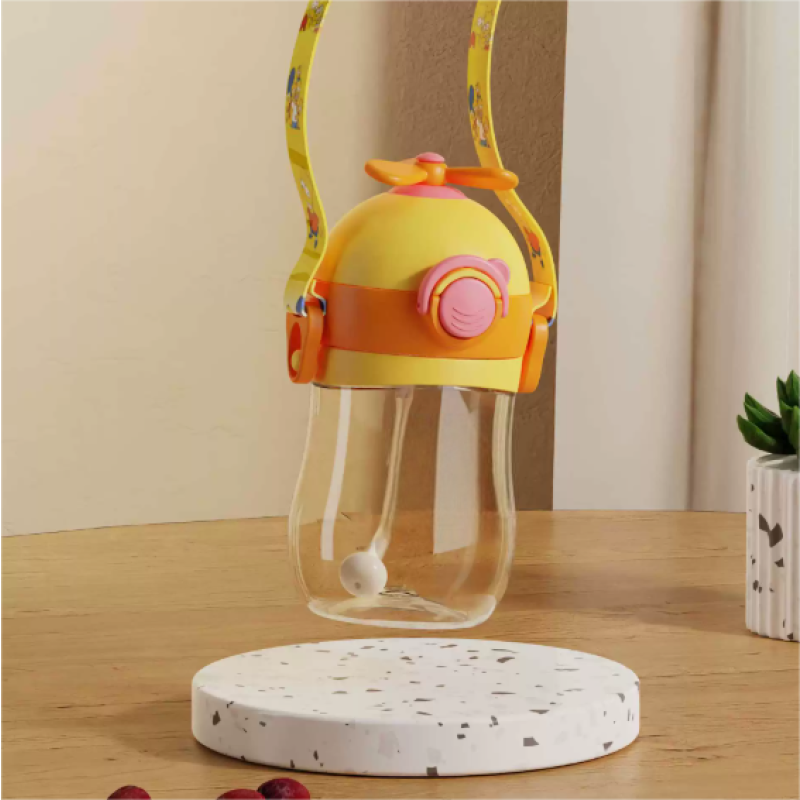 PPSU Straw Cup Supplier - OEM Cartoon Print Windmill Flip Lid with Strap