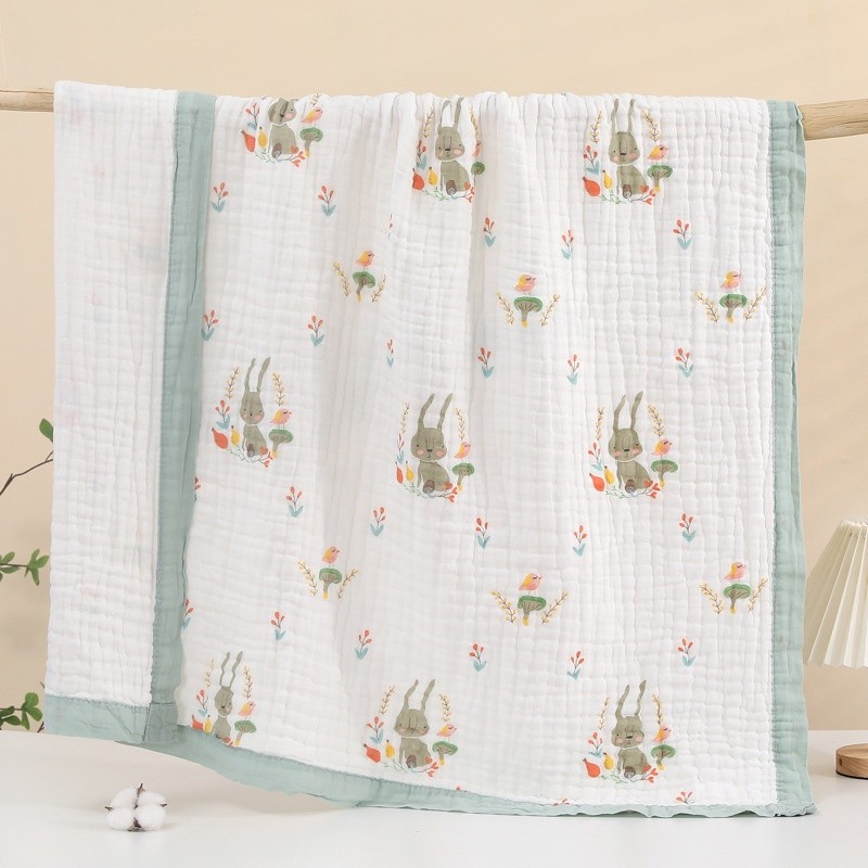 Baby Gauze Bath Towel Supplier - OEM Soft Six Layer Absorbent Printed Edge