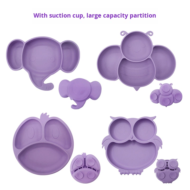 Children's Divided Plate Supplier - OEM Cartoon with Suction Base Handle BPA Free