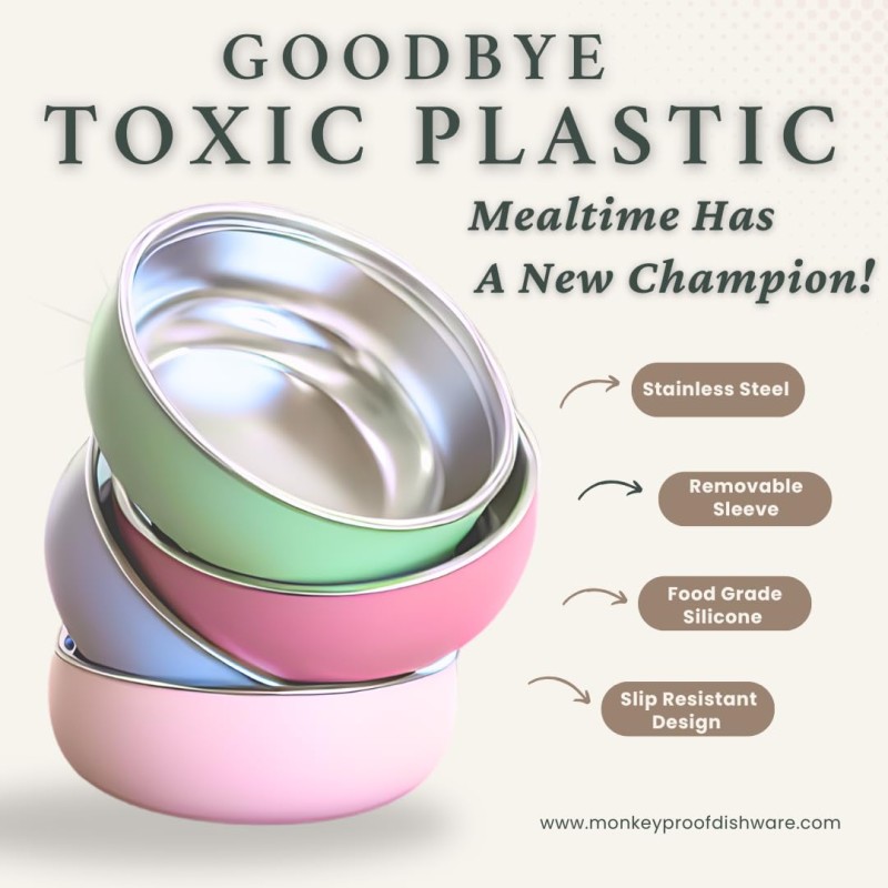 Toddler Feeding Plates Manufacturer - OEM 2 in 1 Stainless Steel Dishwasher Safe