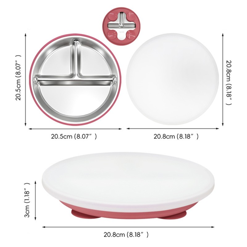 Baby Stainless Steel Plate Manufacturer - OEM with Silicone Lid Animal Pattern BPA Free