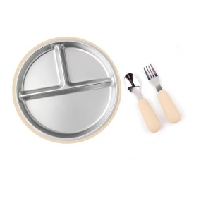 Children's Dining Tableware Set Supplier - Hot Selling Stainless Steel Plate Silicone Suction