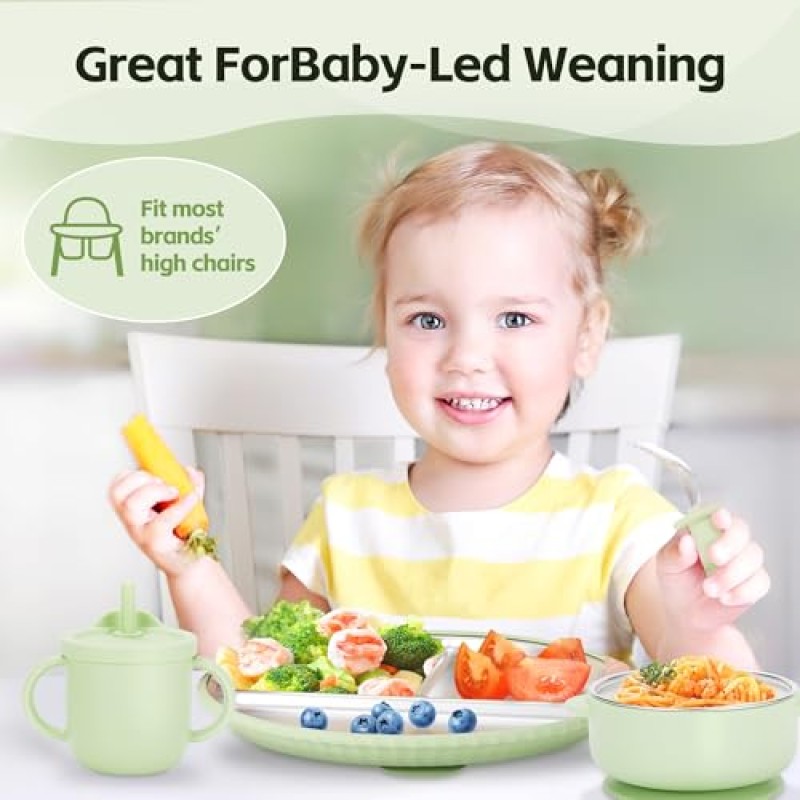 Baby Weaning Set Supplier - OEM Toddler Silicone Suction Bowl Plate Stainless Steel