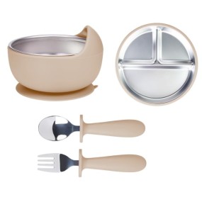 BPA Free Baby Feeding Set Supplier - OEM 304 Stainless Steel with Silicone Suction Plate