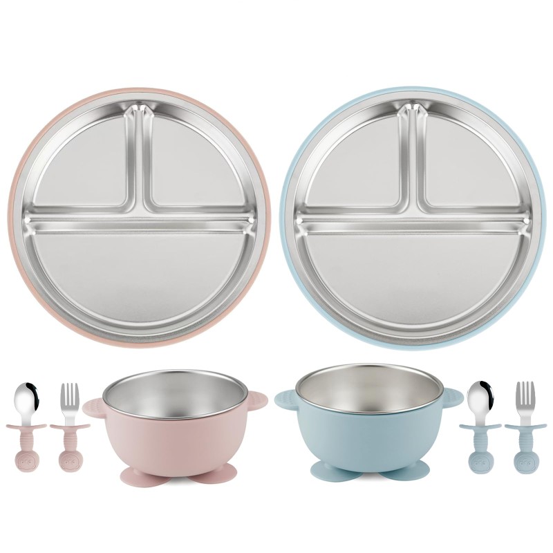 Stainless Steel Baby Plates Supplier - OEM 2025 BPA Free Divided Design Removable Suction