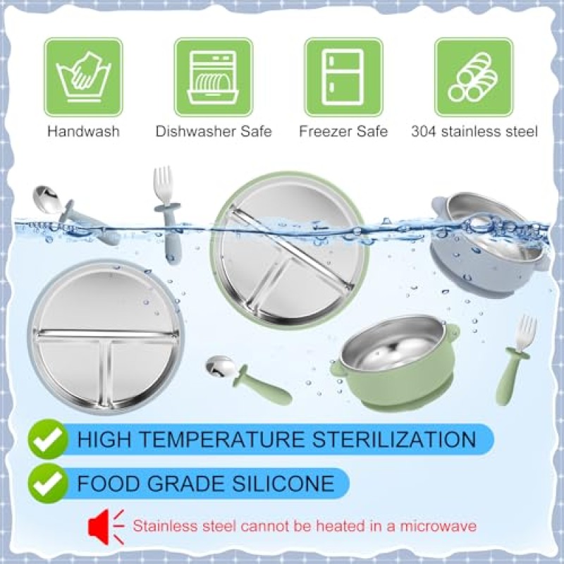 Baby Suction Dishes Manufacturer - OEM Silicone Stainless Steel Feeding Bowl Set