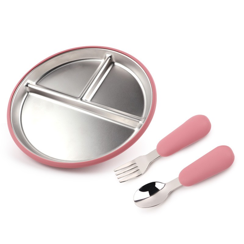 Children's Dining Tableware Set Supplier - Hot Selling Stainless Steel Plate Silicone Suction