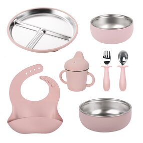 Baby Feeding Set Supplier - OEM Stainless Steel Silicone Bowl with Spoon Fork Non Slip