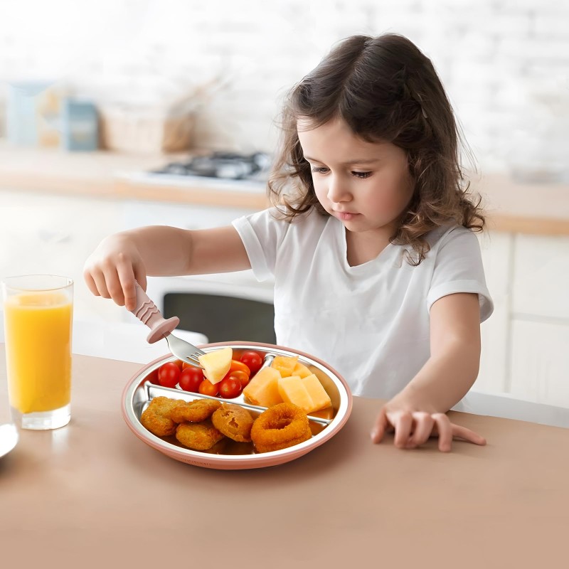 Stainless Steel Baby Plates Supplier - OEM 2025 BPA Free Divided Design Removable Suction