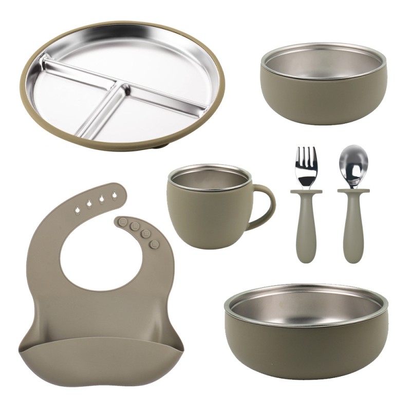 Children Food Container Manufacturer - OEM Silicone Stainless Steel Insulated Bowl Set