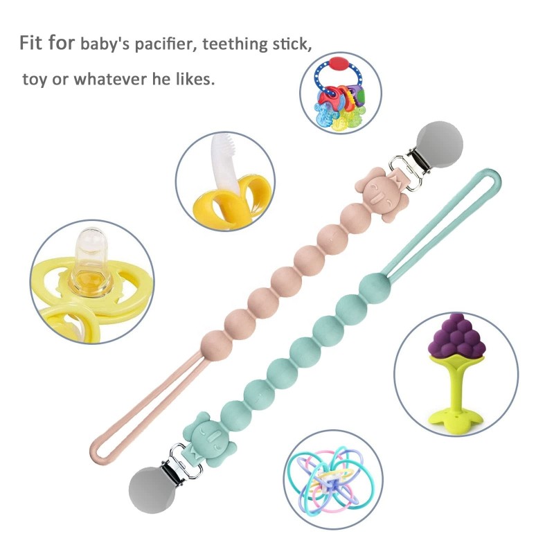 Baby Pacifier Clip Holder Manufacturer - OEM Food Grade Silicone Print Latex Free Soother