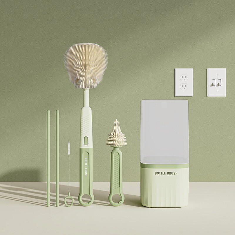 Travel Baby Brush Set Manufacturer - OEM Extendable Silicone Nipple Brush with Drying Rack