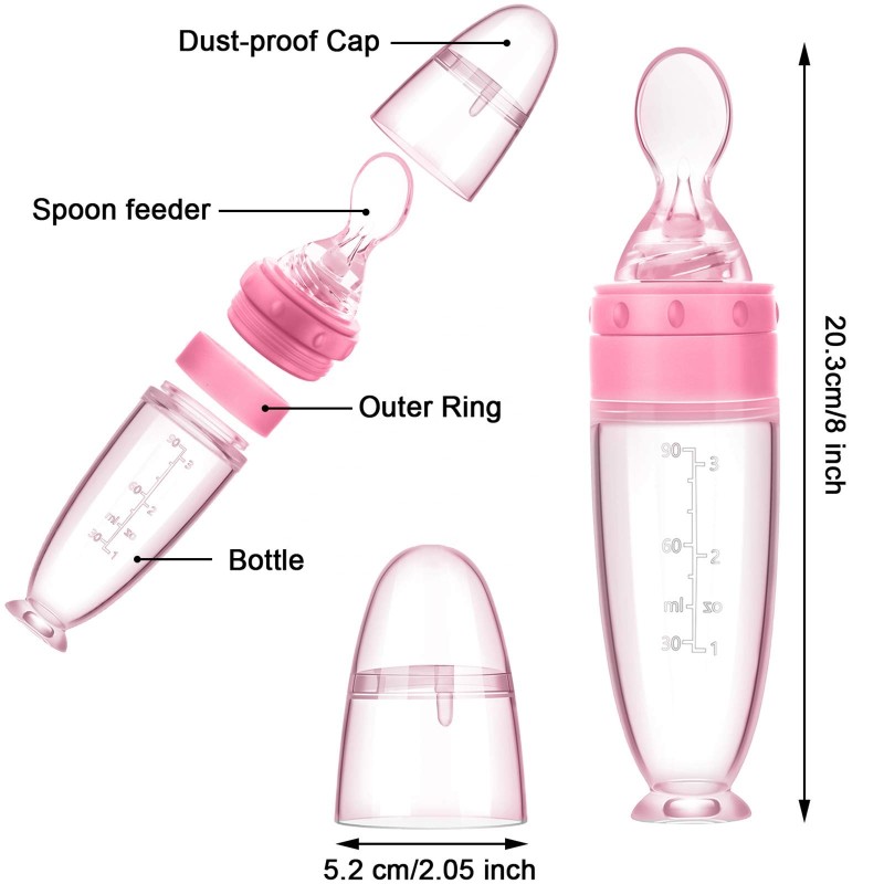 Baby Squeeze Feeding Bottle Supplier - OEM 90ml PPSU PP Printed Pattern Cereal Feeder