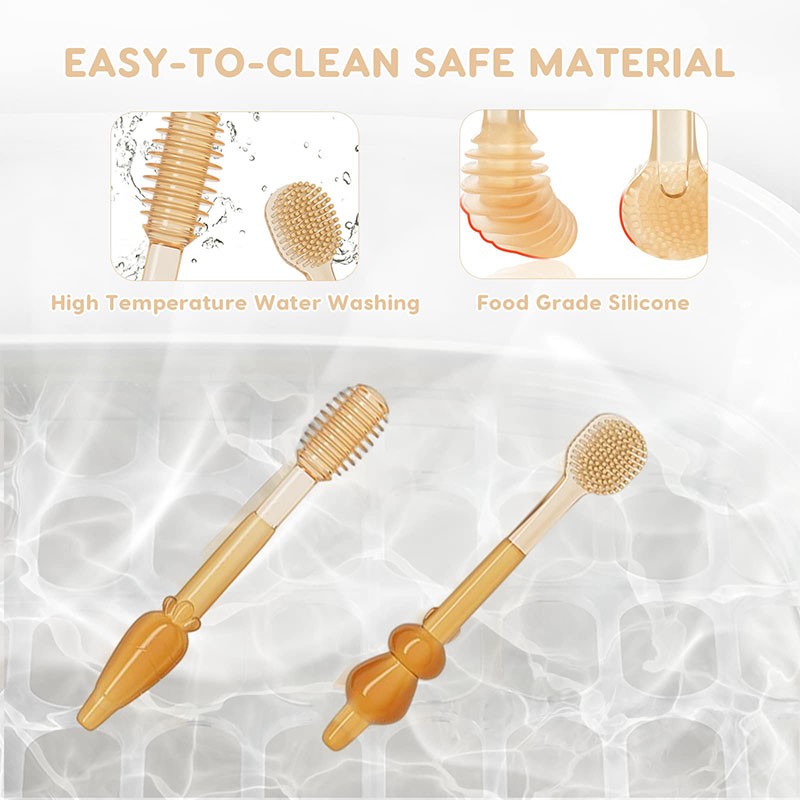 Toddler Toothbrush Manufacturer - OEM Portable Silicone Tongue Cleaner Sets Oral Training