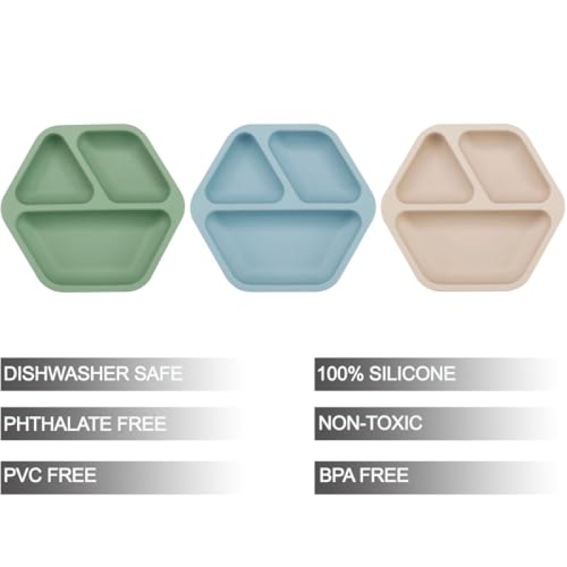 Food Grade Silicone Plate Supplier - OEM 100% Hexagon Divided Suction Plates Classic Style