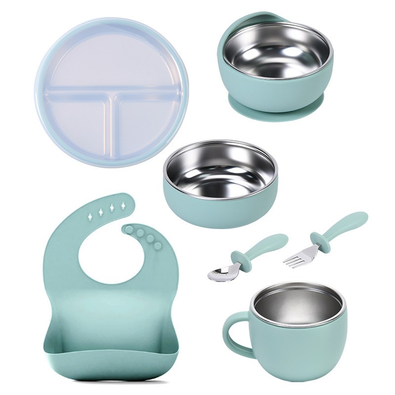 Baby Feeding Set Supplier - OEM Silicone Stainless Steel Suction Plate Bowl