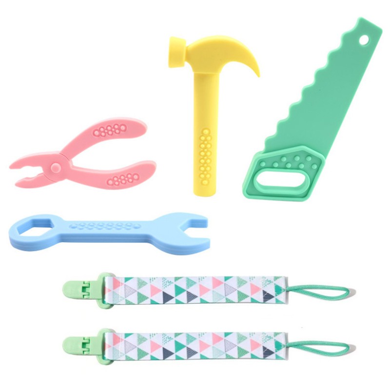 Baby Teething Toys Set Manufacturer - OEM BPA Free Silicone Hammer Wrench Shapes Freezer Safe