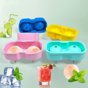 Ice Ball Ice Cube Tray Manufacturer - Hot Sale BPA Free 2 Ball Soft Silicone with Lid