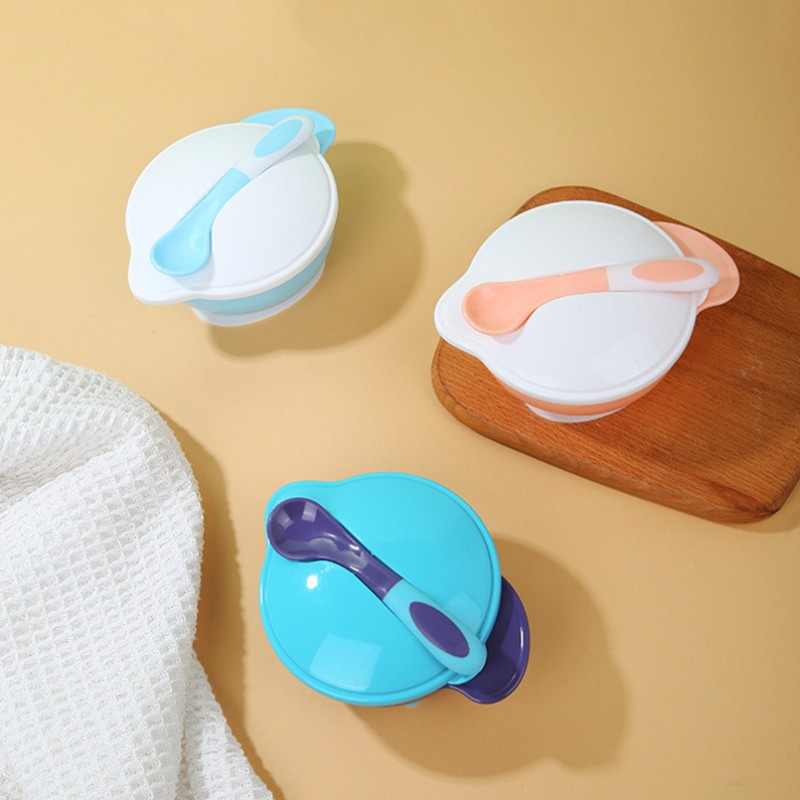 Anti Drop Baby Food Bowl Set Manufacturer - OEM Silicone Suction with Lid Spoon 4 Piece
