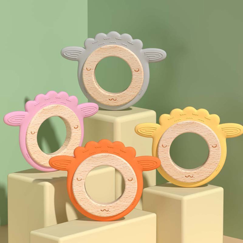 Wooden Teething Ring Manufacturer - OEM 100% Food Grade BPA Free Non Toxic Sheep Shaped