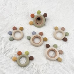 Baby Teether Chew Toys Supplier - OEM Custom BPA Free Silicone Wooden Safe Cute Rings