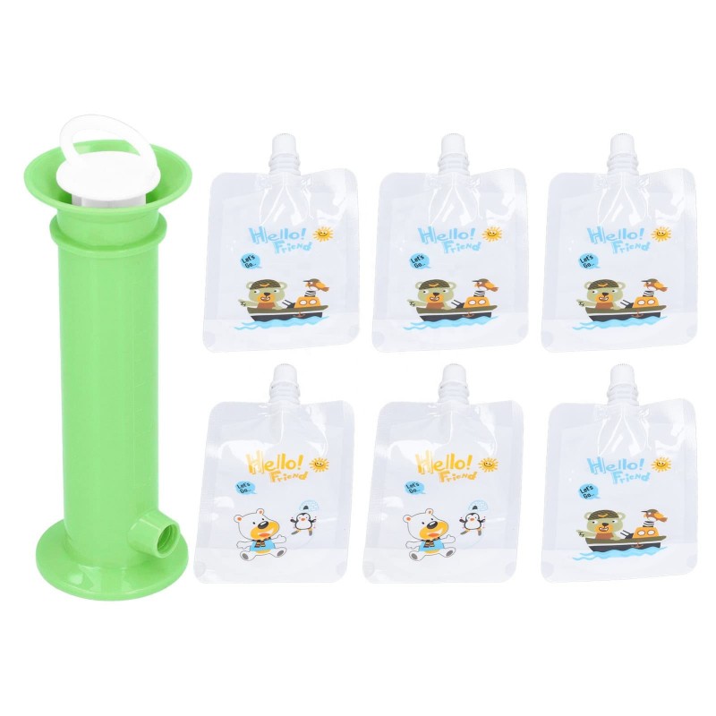 Baby Food Pouch Maker Supplier - OEM 7pcs Set Fruit Squeeze Puree Filler Pouch