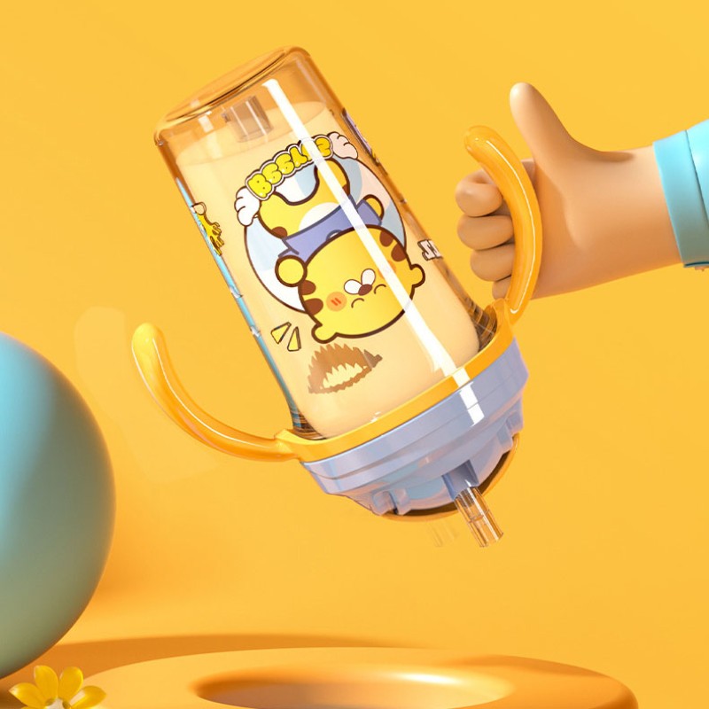 Plastic Baby Training Cup Supplier - OEM Cartoon Cute Apple shaped 300ml with Handle