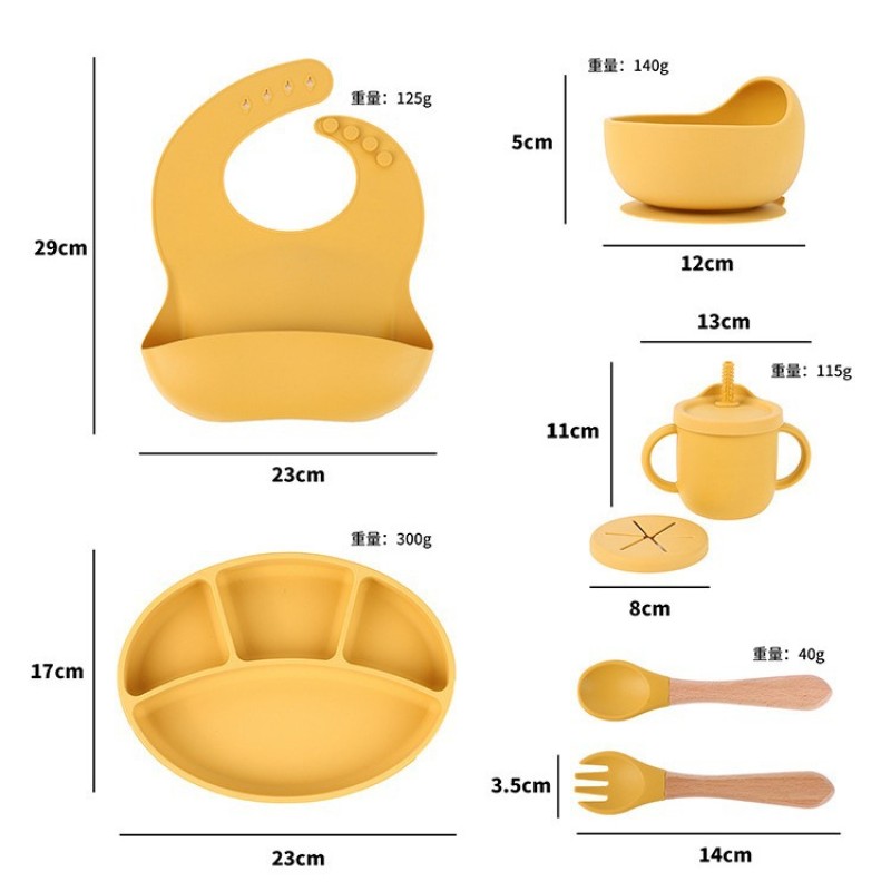 Baby Feeding Set Supplier - OEM Custom Logo 10 Piece Silicone Print Suction Set