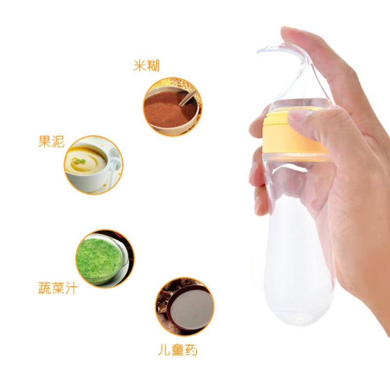 Baby Feeding Squeeze Bottle Manufacturer - OEM BPA Free PP Silicone 90ml with Spoon Feeder