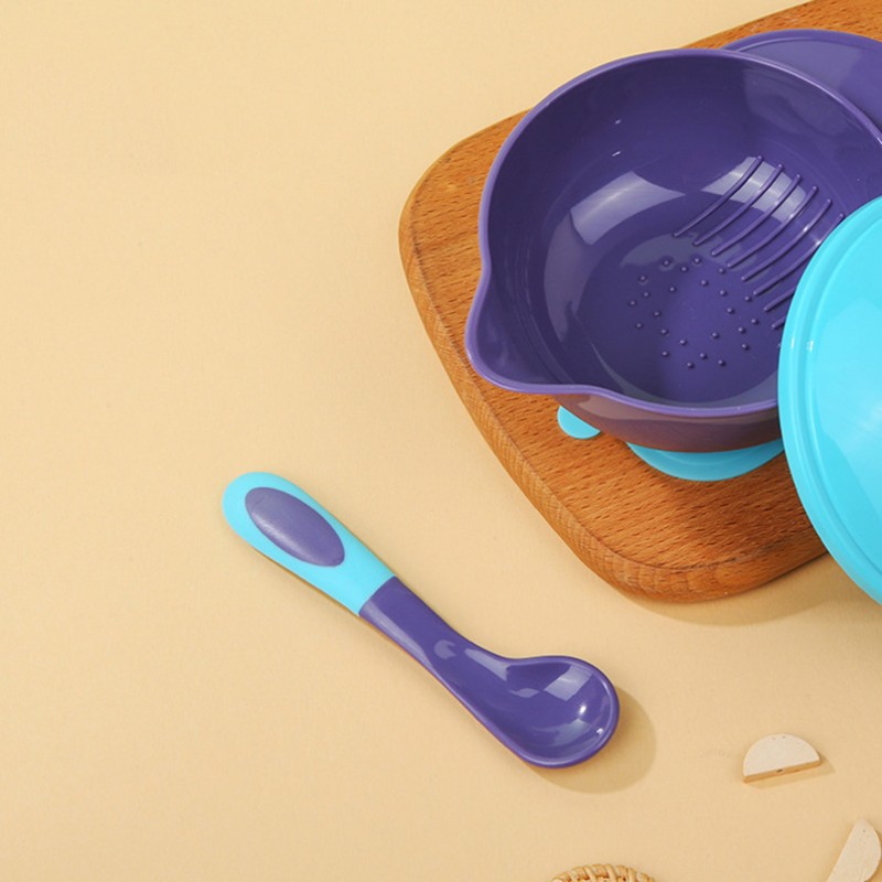 Anti Drop Baby Food Bowl Set Manufacturer - OEM Silicone Suction with Lid Spoon 4 Piece