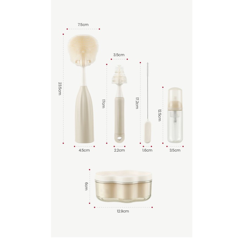 Silicone Bottle Cleaner Set Manufacturer - OEM 2025 New 4 in 1 Handle Variable Flow PP