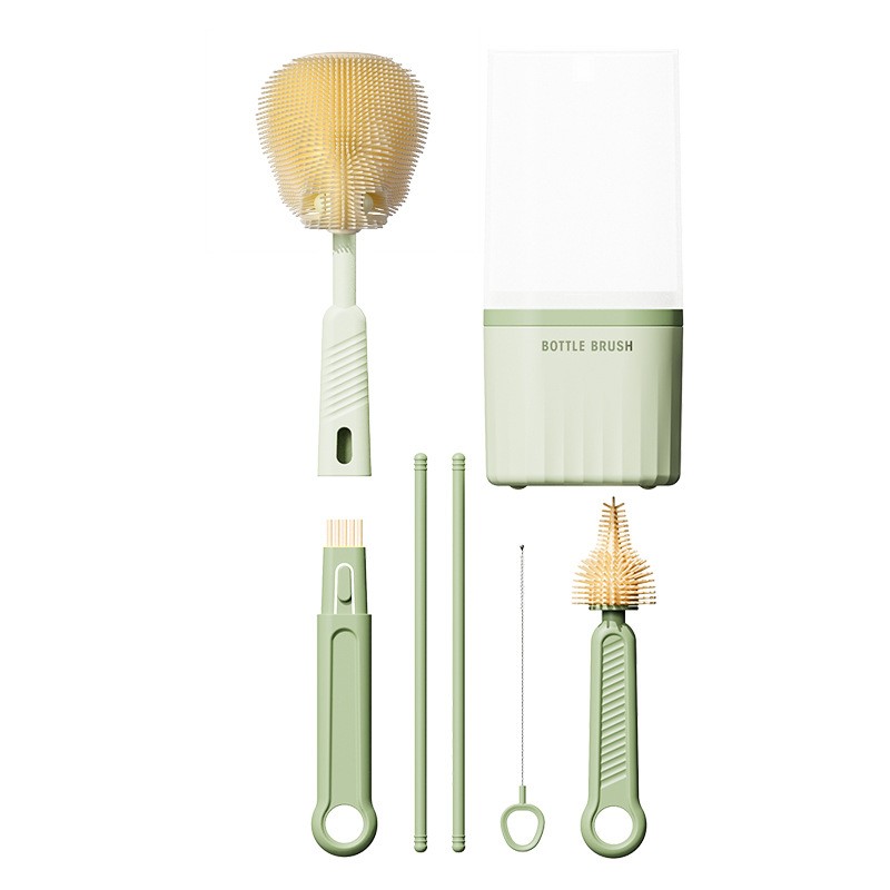 Travel Baby Brush Set Manufacturer - OEM Extendable Silicone Nipple Brush with Drying Rack