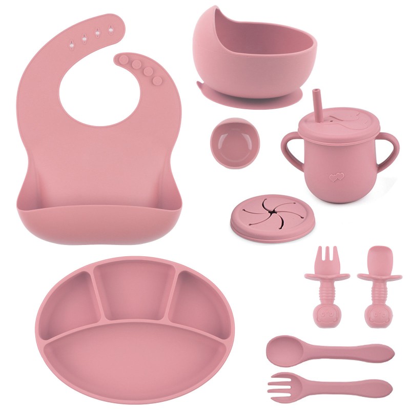 Baby Feeding Set Supplier - OEM Custom Logo 10 Piece Silicone Print Suction Set