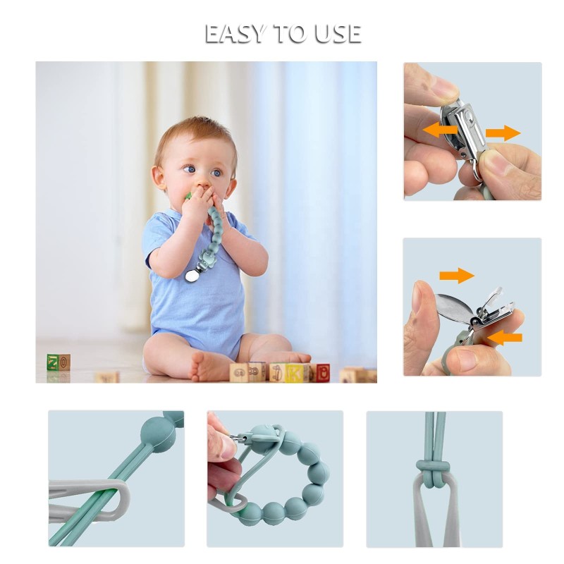 Baby Pacifier Clip Holder Manufacturer - OEM Food Grade Silicone Print Latex Free Soother