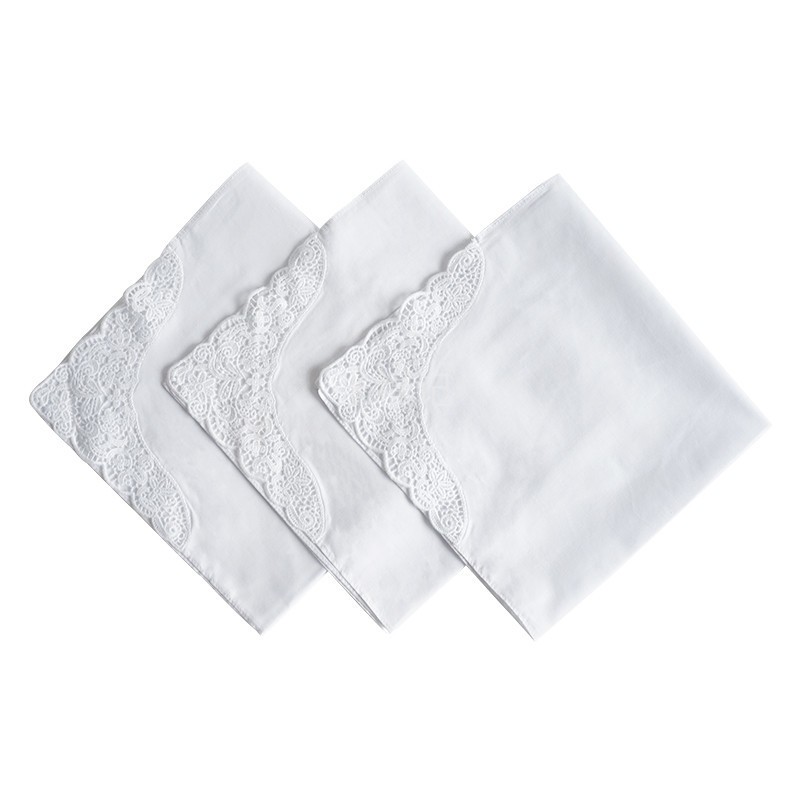 Handkerchiefs - Pure White Lace Cotton
