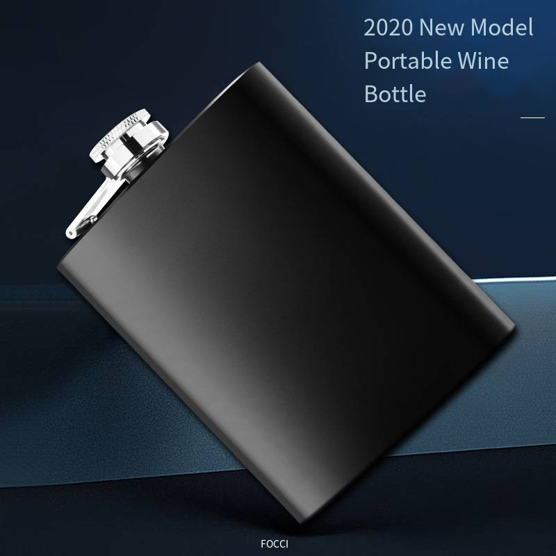 Wine Bottle - 8oz Matte Black Portable