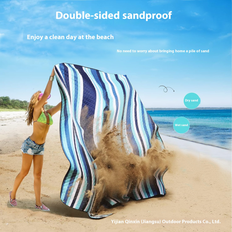 Beach Mat - Polyester Cotton Striped Washable
