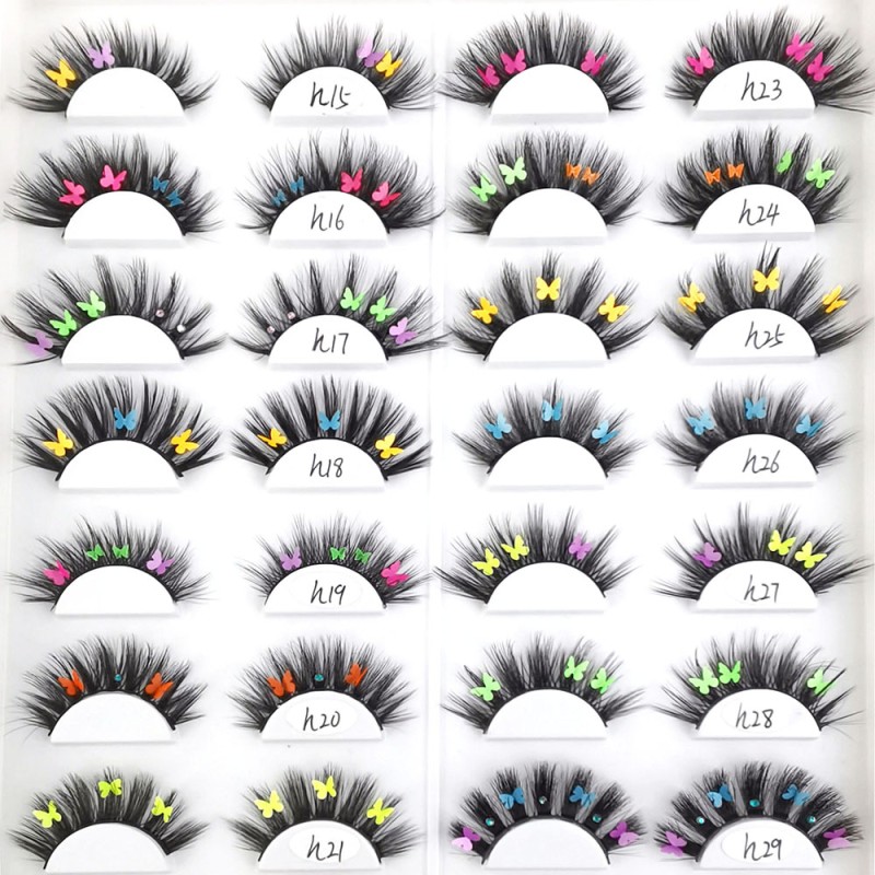 Customized Colorful Butterflies Mink Eyelashes with Diamond Dramatic Christmas Lashes