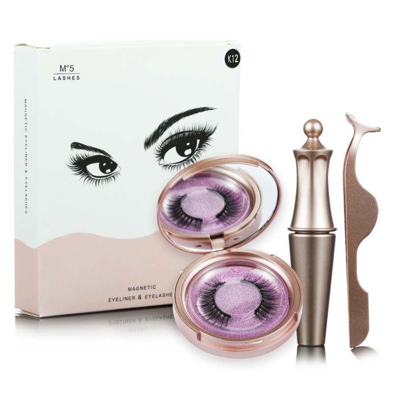 Best Quality Selling Custom Packaging Korea 3D Mink Hair Strip False Hard Magnetic Eyelashes Without Glue