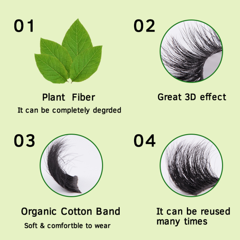 Biodegradable Vegan Eyelashes Biodegradable Material Vegan Organic Strip Lashes 25mm Biodegradable Lash Trays
