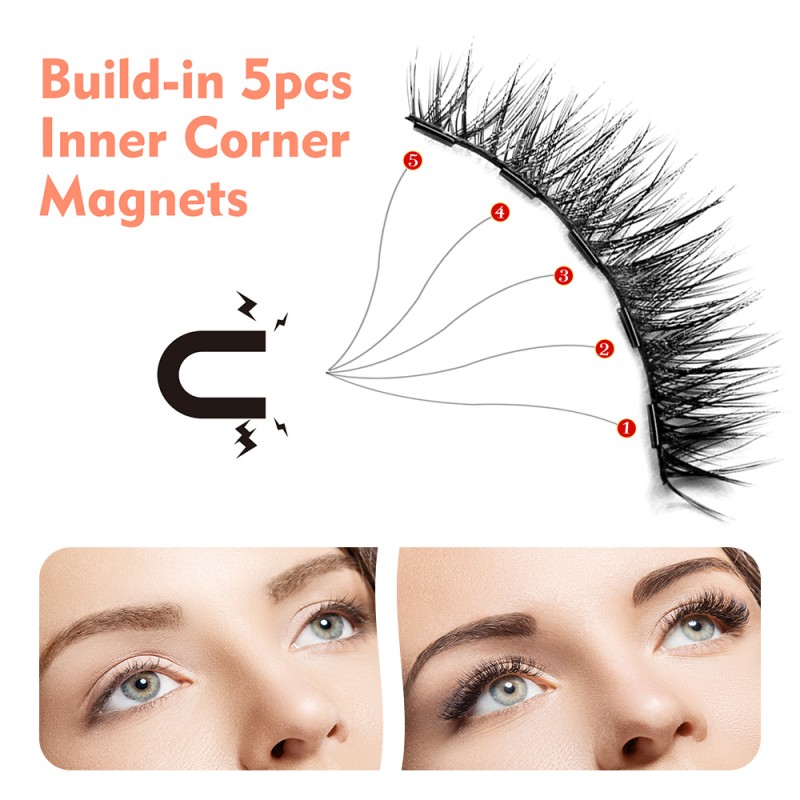 Eyelashes with Magnetic Eyeliner and Magnetic Eyelashes Set Magnet Liquid with Eyeliner Waterproof Pen