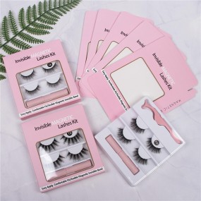 2024 Invisible Full Magnetic Eyelashes Kit Hand Made Eyelashes Magnetic Invisible Eyelash Box with Window Magnet