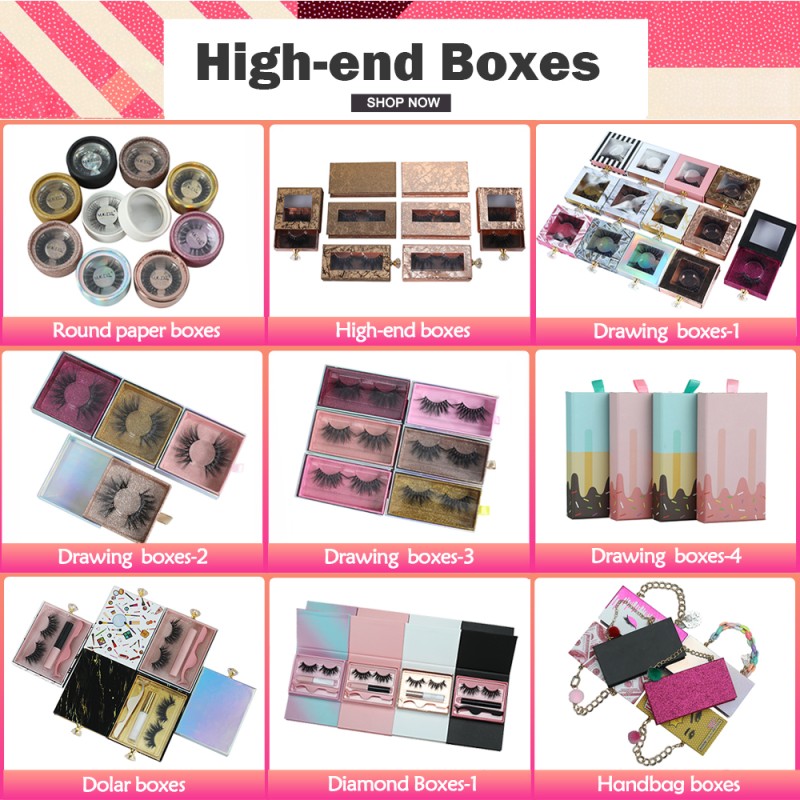 Eye Lash Box Glitter Packaging Box Custom LOGO Square Magnetic False Eyelash Lollipop Pink Cosmetic Wholesale Art Paper 1 Pairs